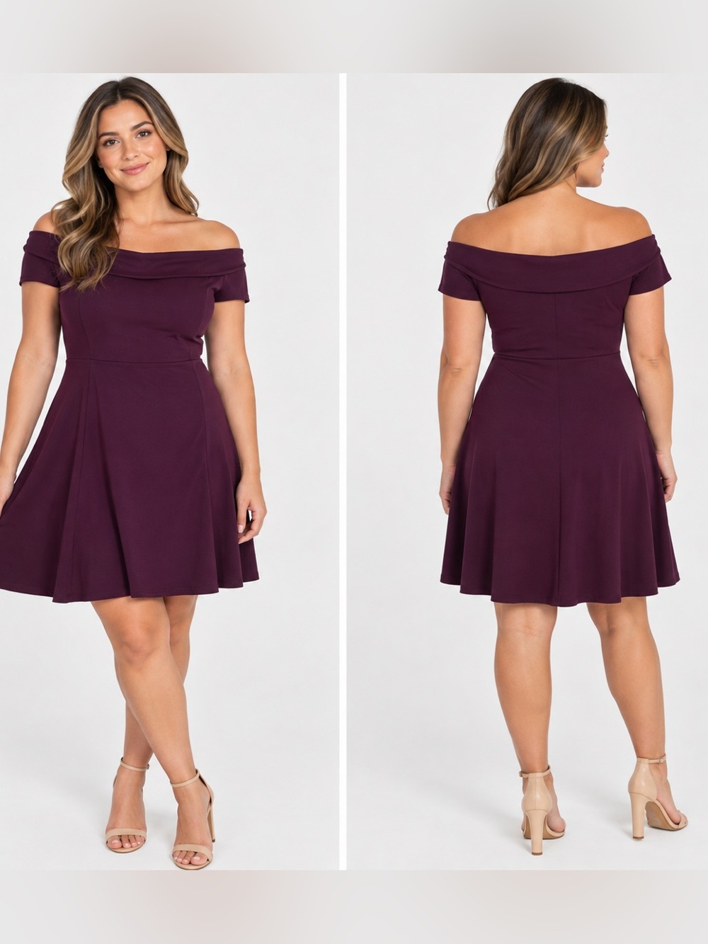 Express One-Shoulder Fit-and-Flare Dress in Plum